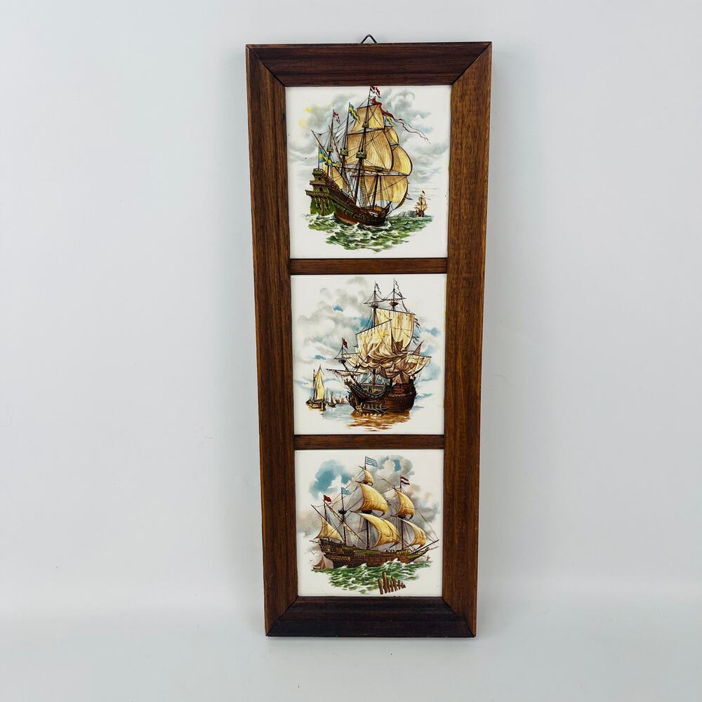 Decorative Vintage Sailing Ships Wall Tile Decor